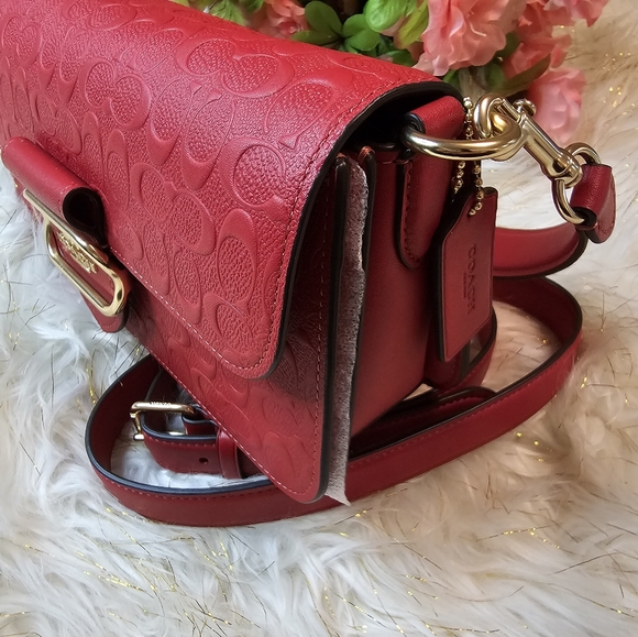 NWT Coach Morgan Shoulder Bag in Signature Leather - Electric Red - Picture 6 of 8